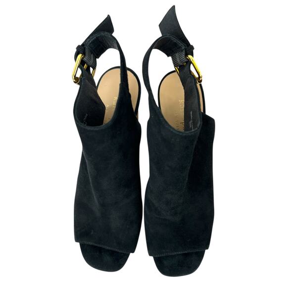 KATE SPADE New York Gold Mirror Heeled Mules in Black Suede Women's 7.5 M - Picture 6 of 16